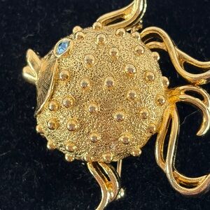 Vintage Gold-Tone Puffer Fish Brooch